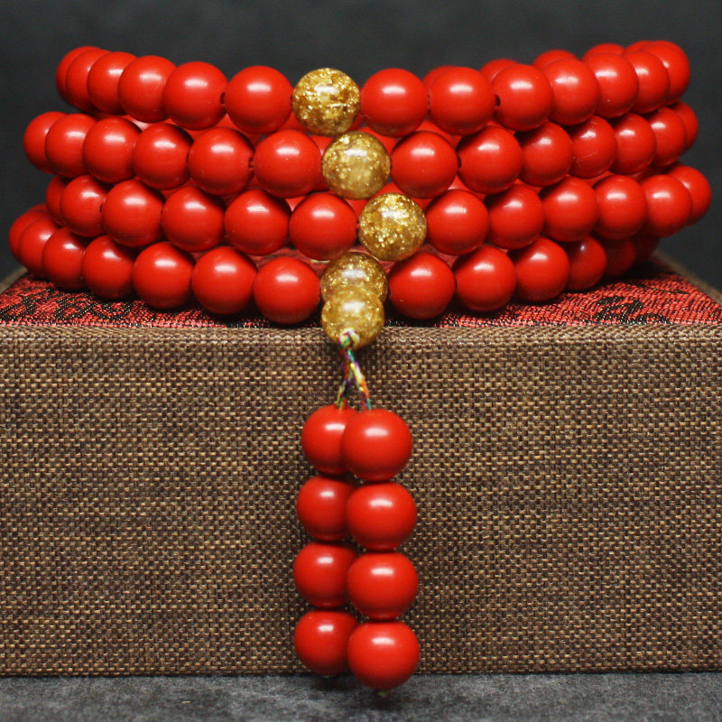 本命年台湾朱砂手链108颗保平安红色手串佛珠捻念珠多圈男士女款