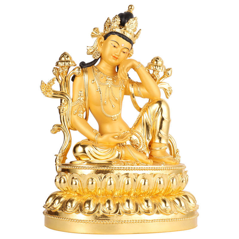 观音密宗思维佛像台湾纯铜贴金藏传佛教手工彩绘摆件