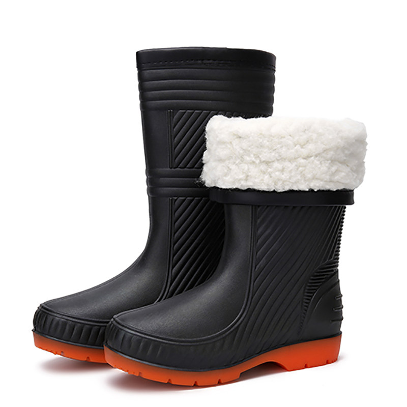 冬季保暖加棉雨鞋中筒高筒防滑加绒水鞋防水雨鞋