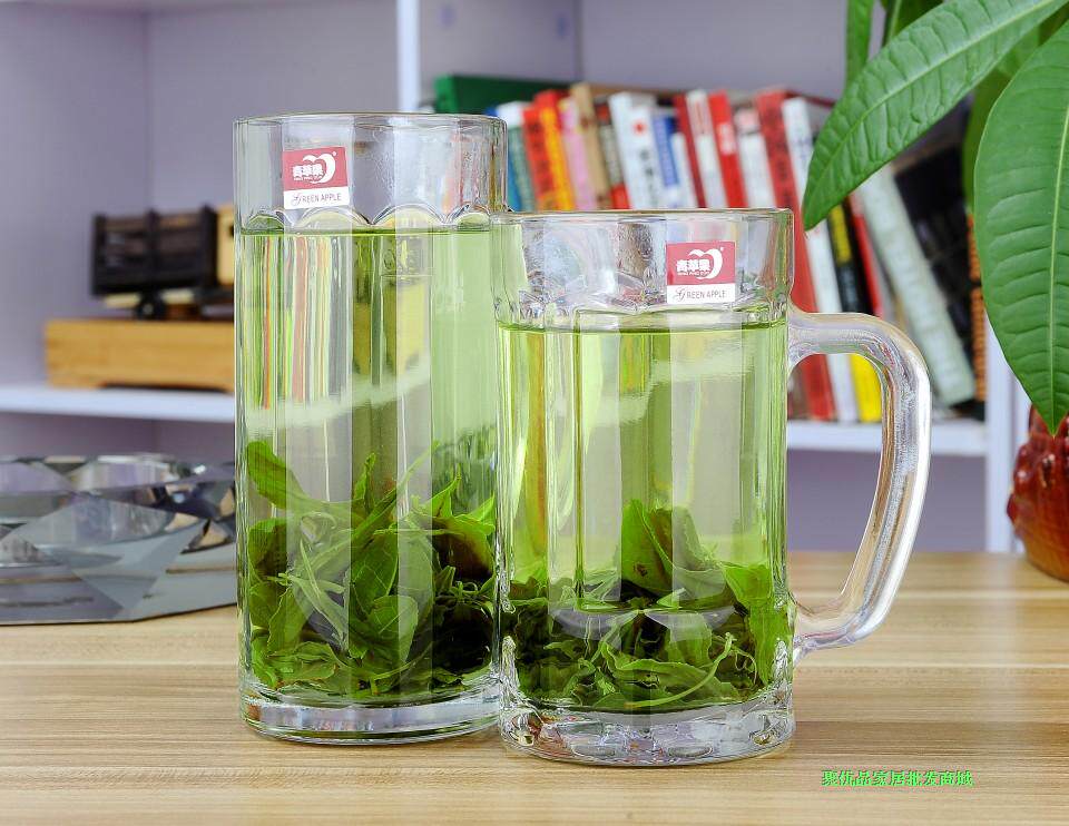 包邮青苹果玻璃杯大号加厚耐热办公客厅茶楼酒吧玻璃杯