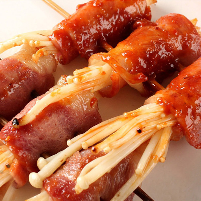培根金针菇卷烧烤串半成品夏季户外bbq烧烤新鲜食材50g串烤肉串