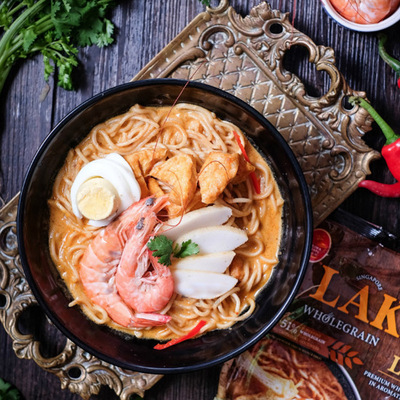 临期新加坡进口 百胜厨叻沙咖喱风味全麦拉面速食面非油炸方便面