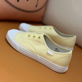 Double Star 2023 Autumn Slip-on Lazy Shoes Versatile Shallow Mouth Canvas Shoes Women's Flat White Shoes ເກີບນັກຮຽນ