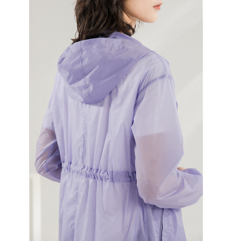 yifini易菲春秋新款中长宽松防晒服连风衣外套风衣