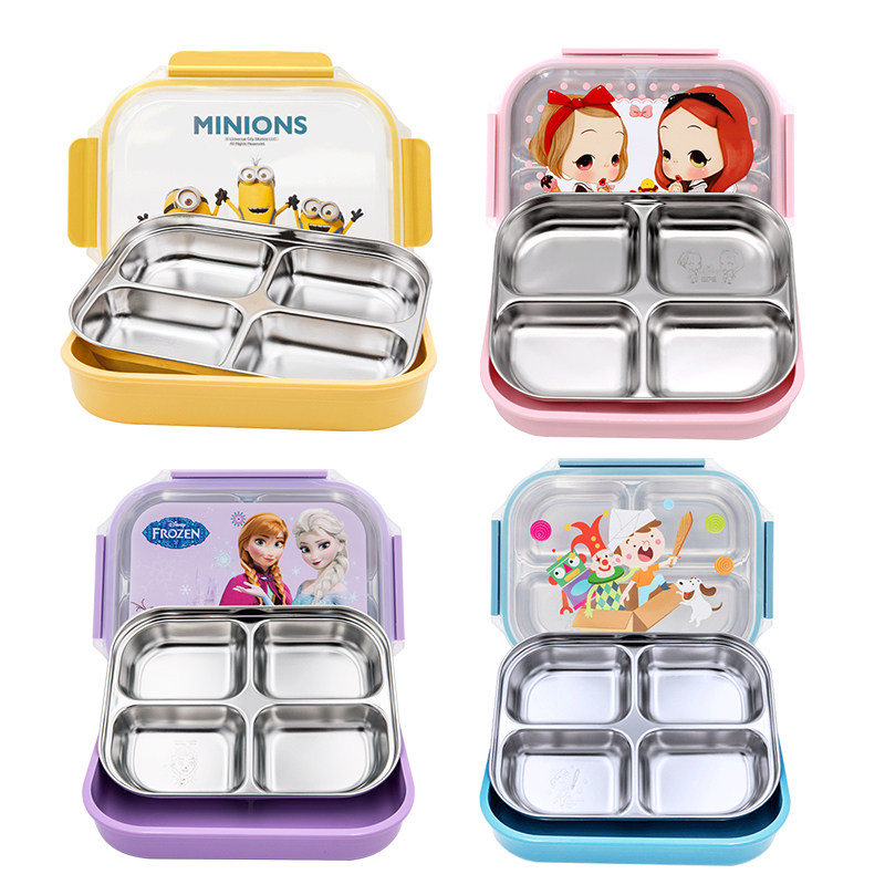 韩国进口小学生饭盒不锈钢餐盘儿童保温饭盒