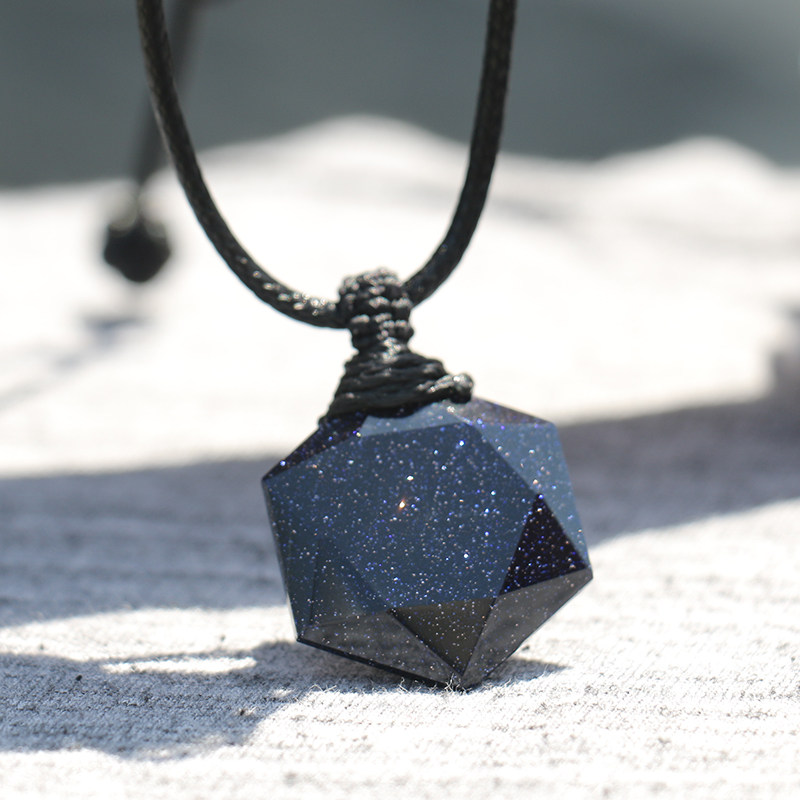 原创项链小众设计天然曜石六芒星吊坠水晶毛衣项链