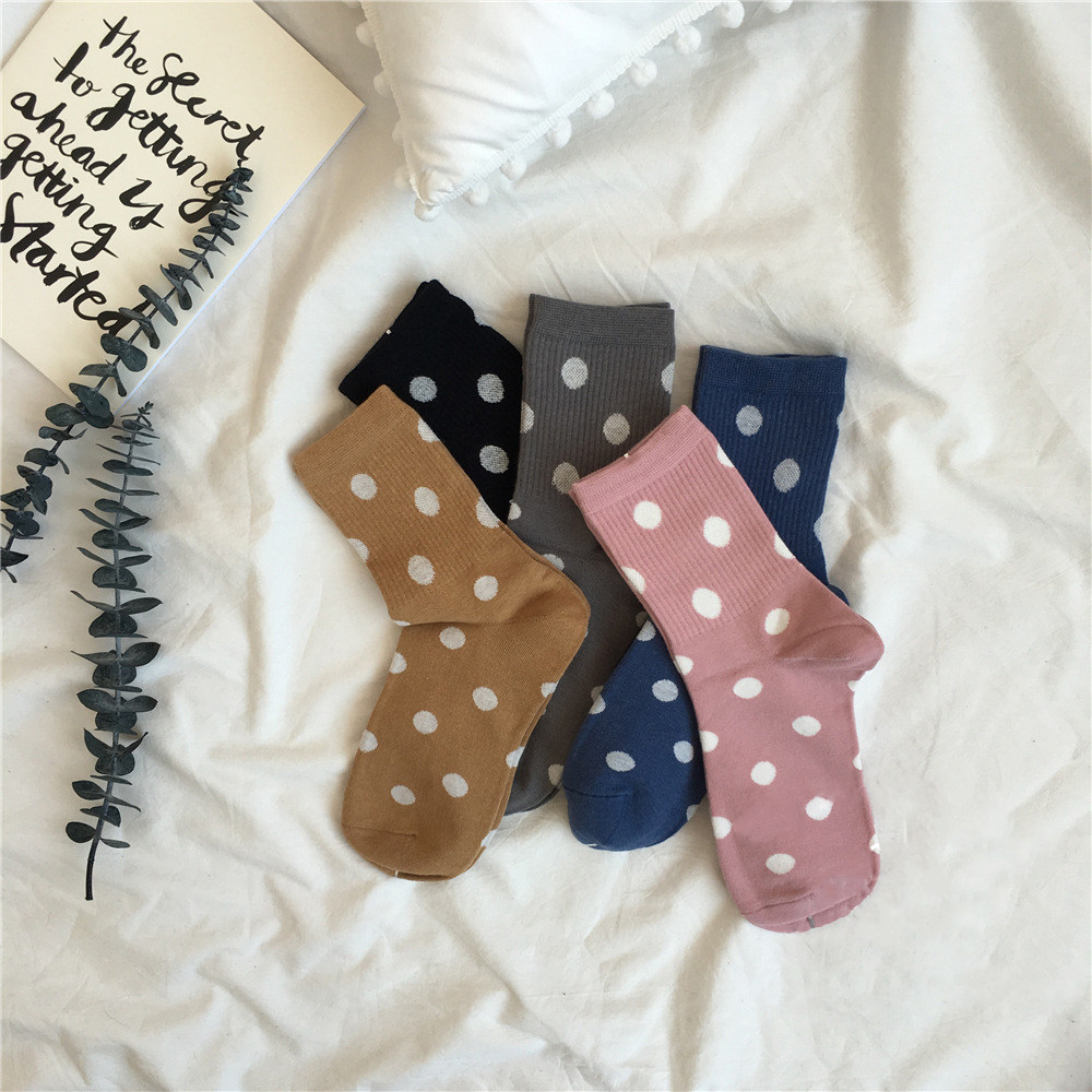 基础简约自制波点女秋冬新品圆点经典点点袜子短袜