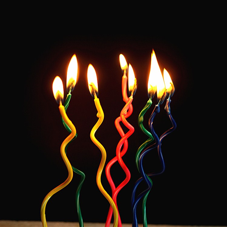 蜡烛创意生日弯曲彩条螺纹生日蛋糕无毒环保蜡烛