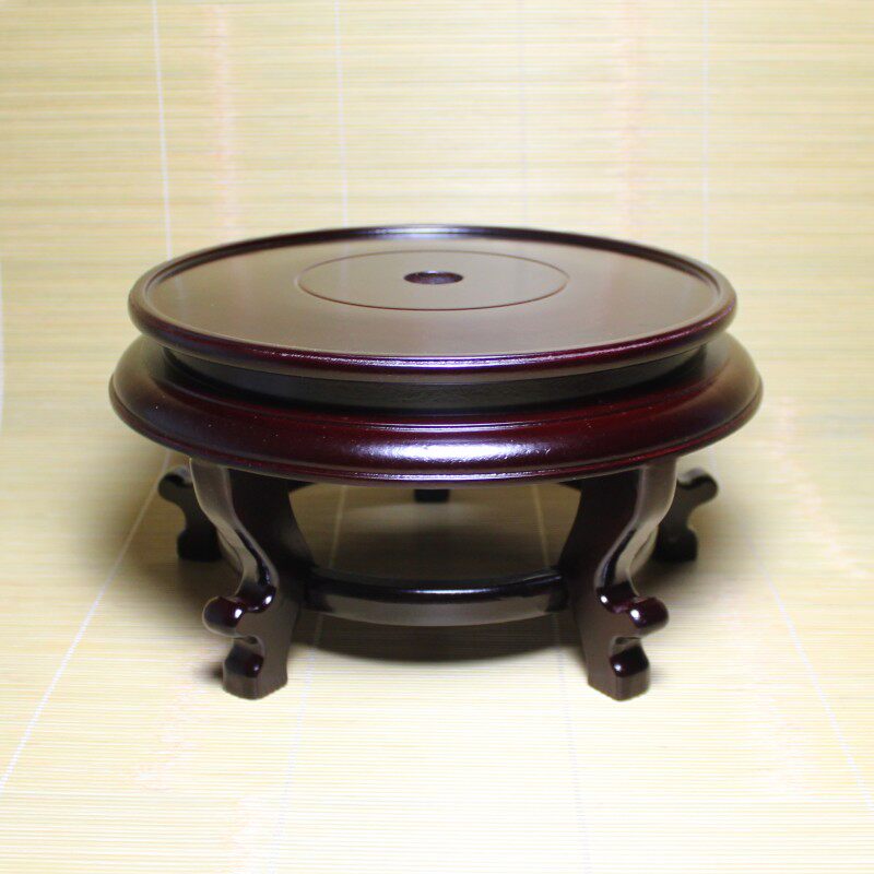 底座实木精制五只大花瓶工艺品托架杂木圆形高脚木雕