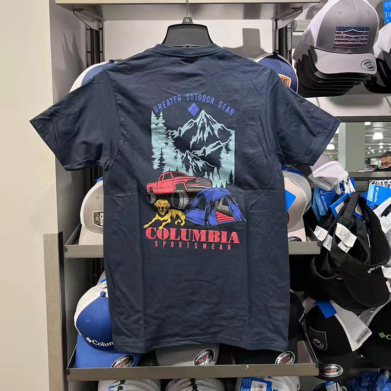 Columbia哥伦比亚男士休闲圆领短袖T恤后背印花创意活力新款夏季