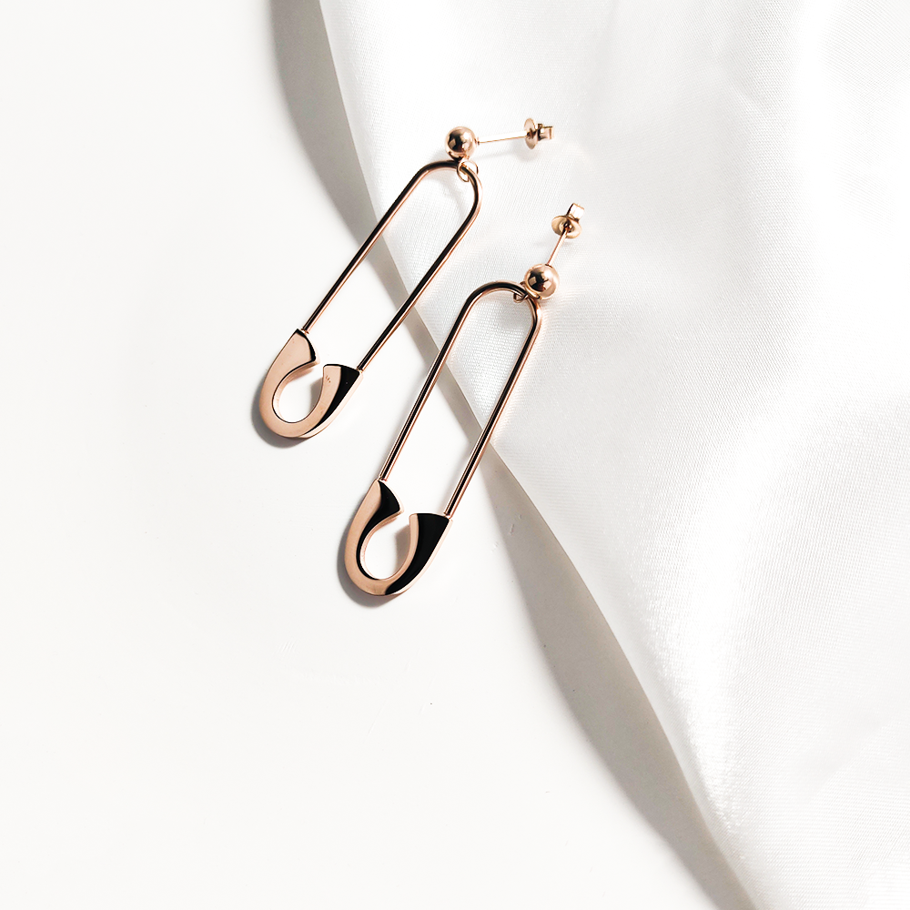 回形针欧美风耳钉设计个性耳饰耳环18k新款复古耳环