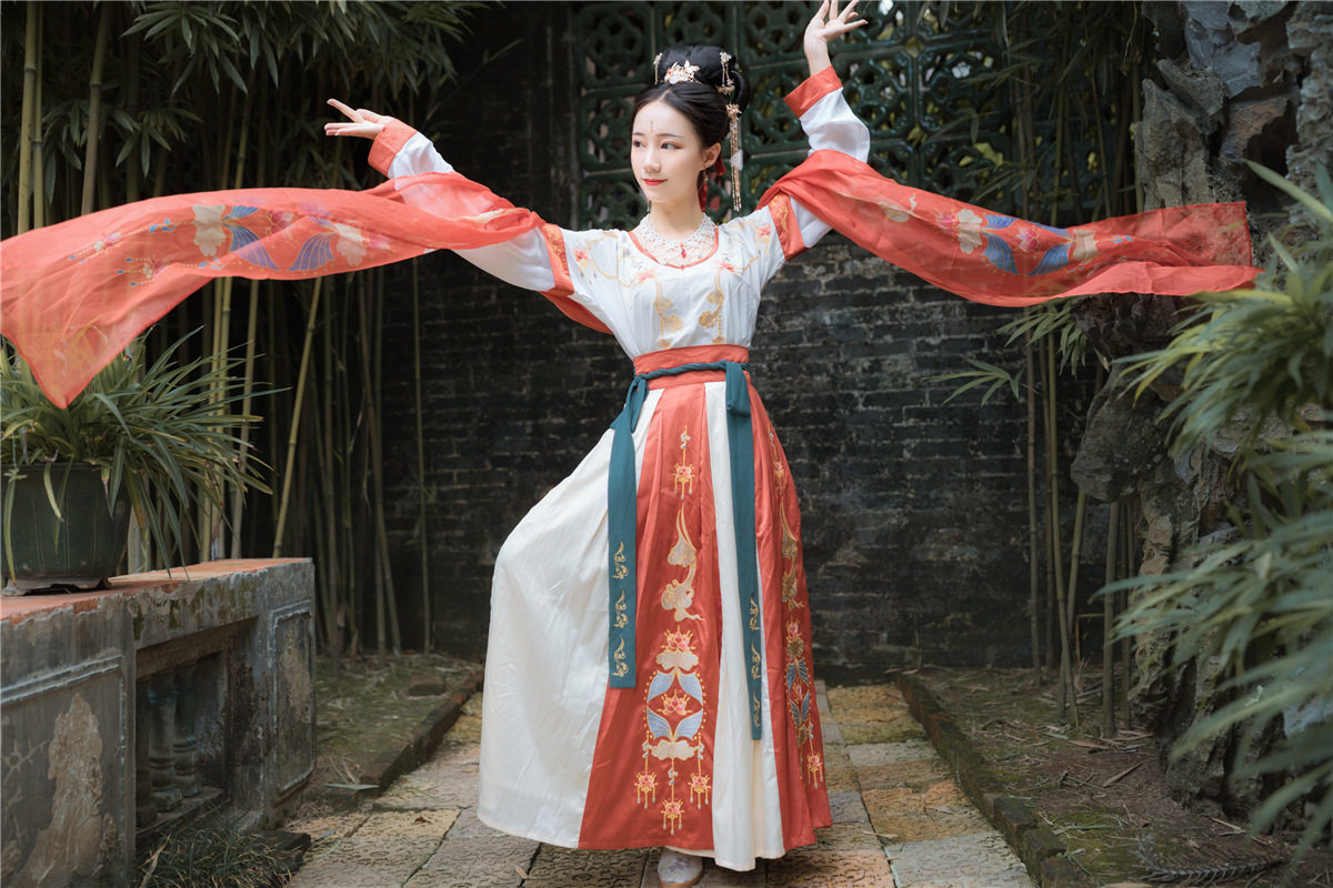 原创古装刺绣披帛 飘带汉服纱巾纯色雪纺 长稠 古装披纱披巾