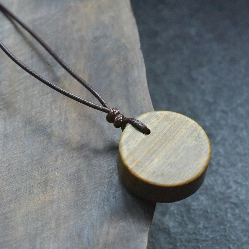 檀木项链刻字吊坠定制名字木质情侣简约文艺项坠