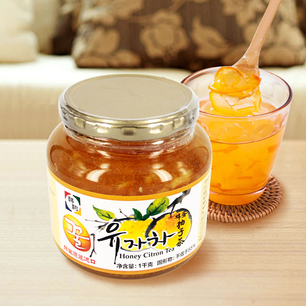 韩国进口茶韩韵蜂蜜柚子茶1kg韩国风味水果下午茶冷饮热饮美味