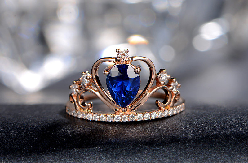 米莱145克拉斯里兰卡皇家蓝宝石戒指18k玫瑰镶彩皇冠手饰
