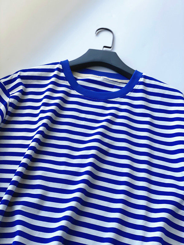 老式正品海魂衫全棉短袖棉质蓝白条纹汗衫复古t恤