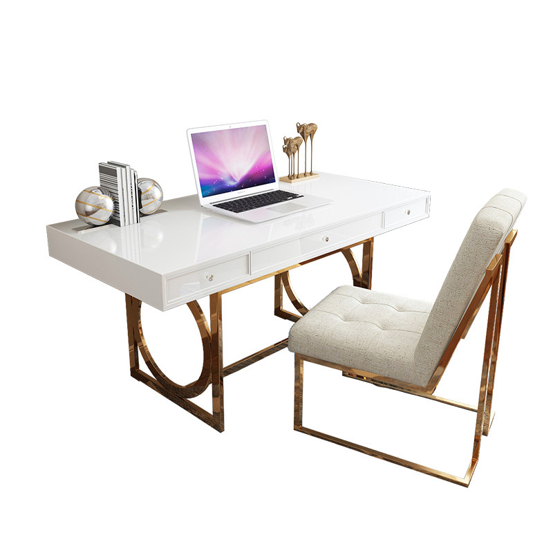 现代简约不锈钢烤漆书桌轻奢梳妆台书房电脑电脑桌桌子书桌