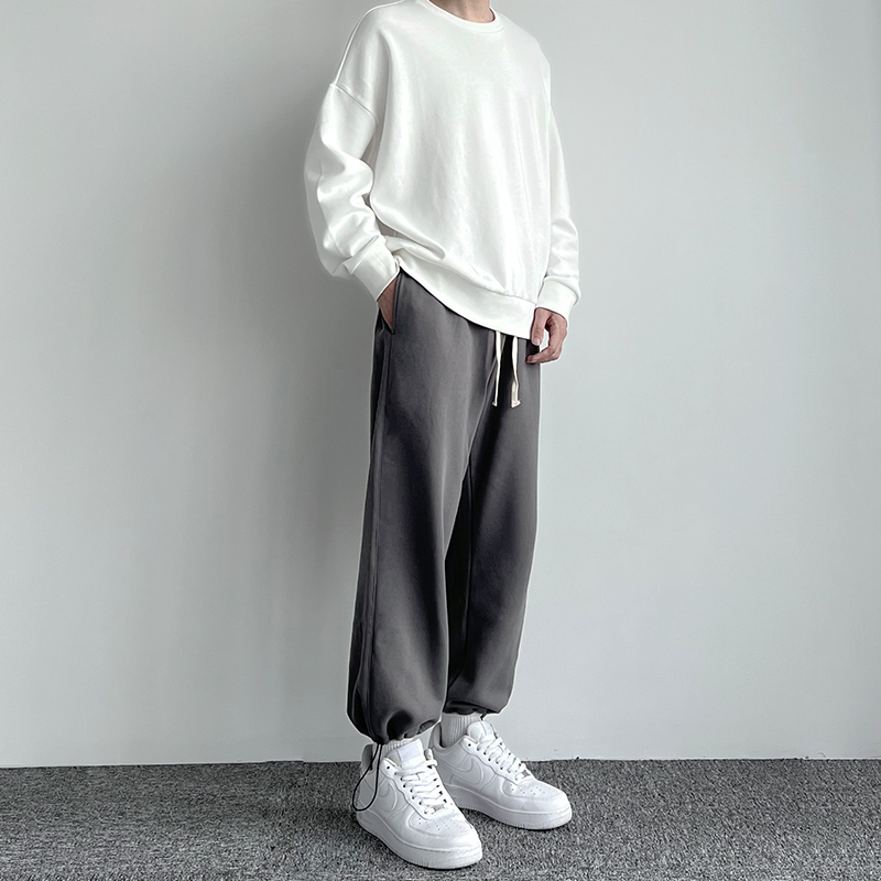 九分裤不起球运动裤百搭经典直筒抽绳束脚宽松简约束脚卫裤情侣潮