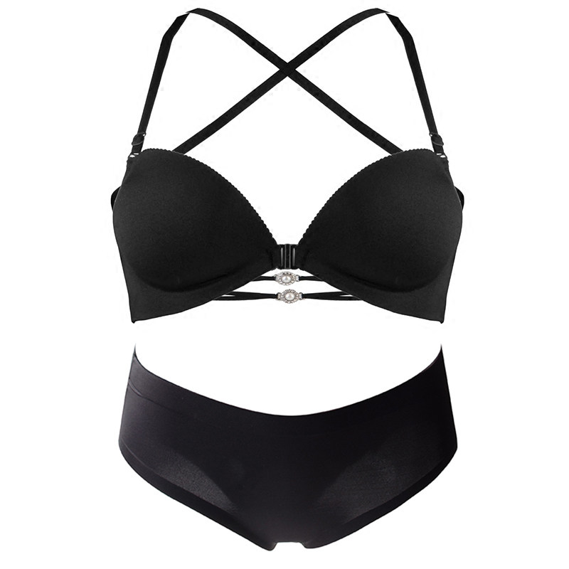 前扣无钢圈美背深v文胸