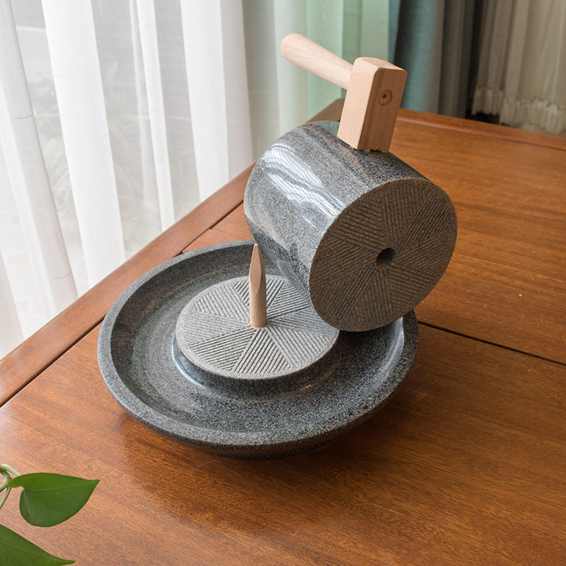 天然麻石茶磨宋代点茶粉石磨抹茶石磨碾茶石磨小大号抹茶机器手工