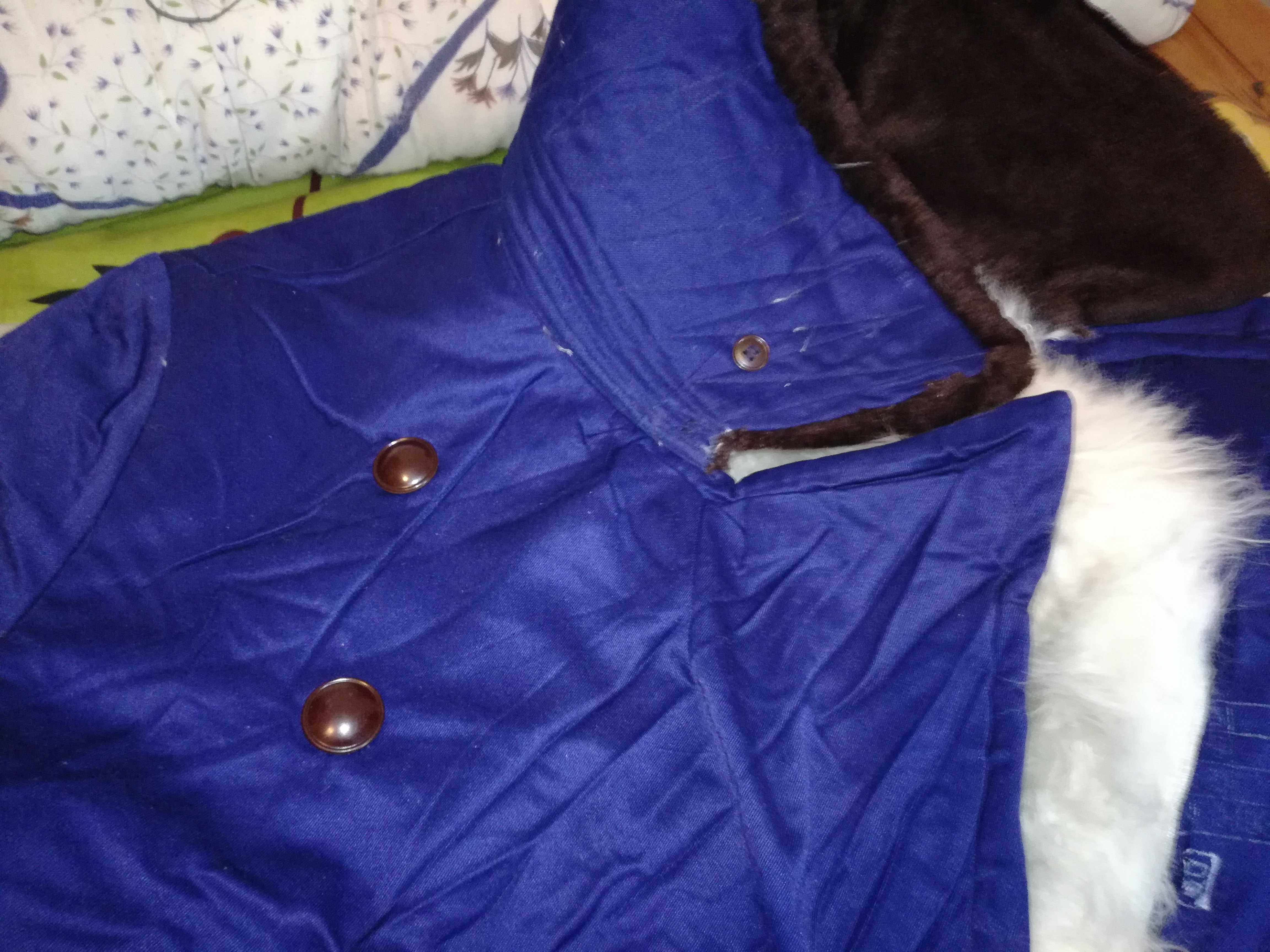 大衣式全新海蓝皮老式胶木扣皮式皮1980年军大衣军迷大衣