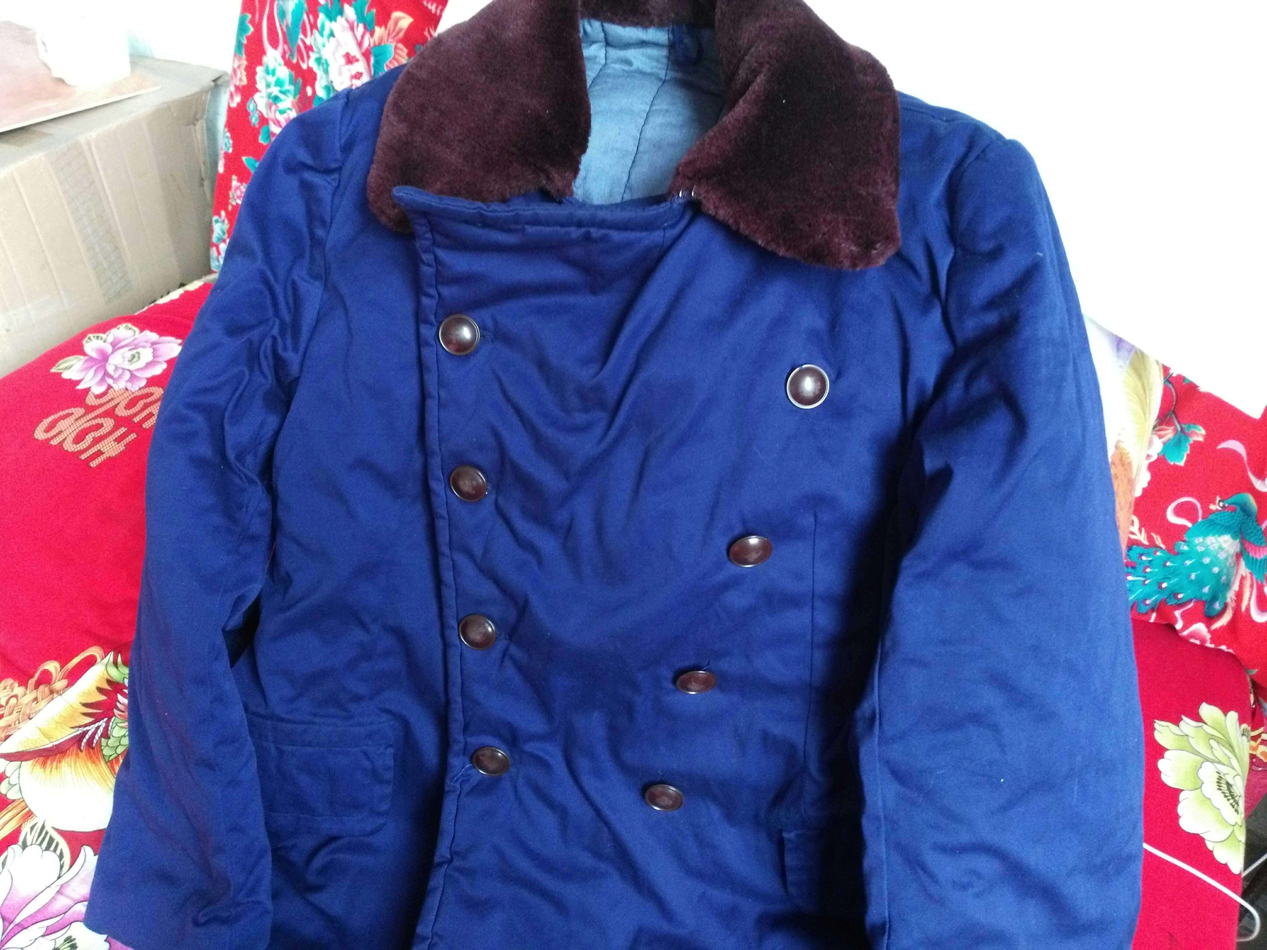 棉大衣70年代老式工安海蓝真品收藏推荐冬款军迷大衣