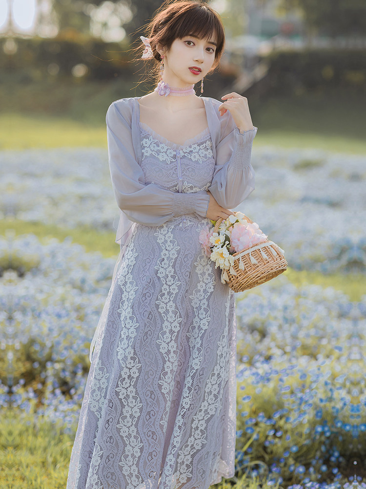 夏季甜美女装2021显瘦气质裙超仙系少女吊带连衣裙