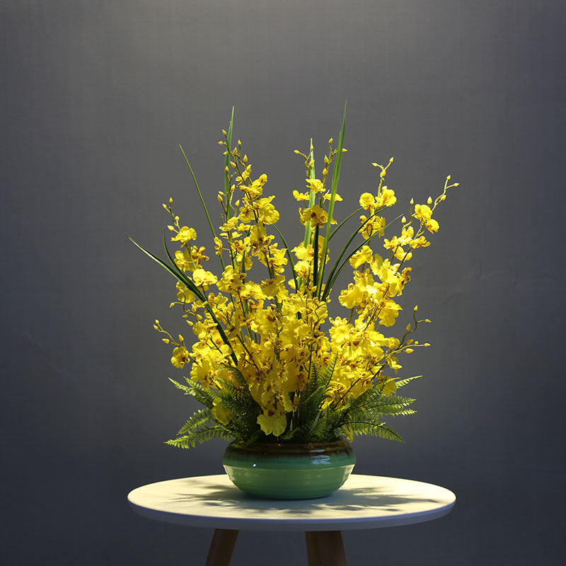 跳舞兰花仿真花艺盆栽套装客厅餐桌玄关装饰仿真花