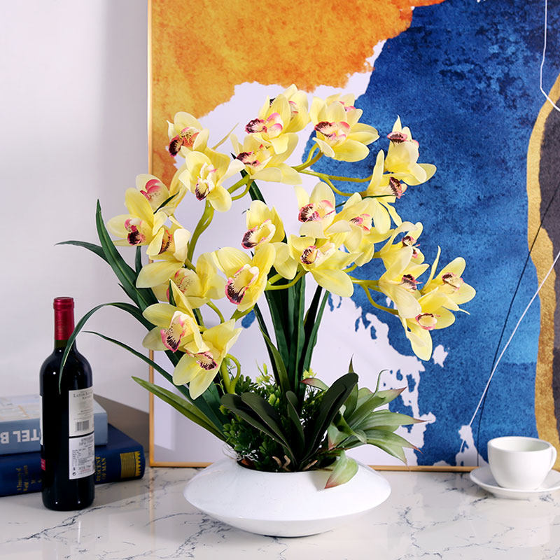 蝴蝶客厅装饰迎客盆栽玄关餐桌花艺蝴蝶兰绢花仿真花