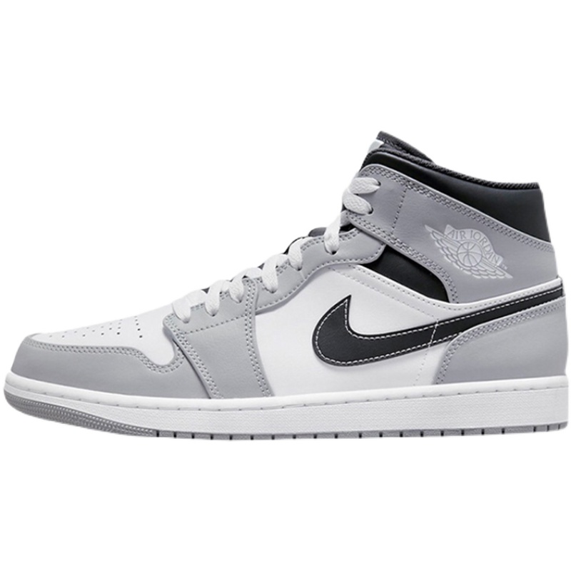 体育airjordanmidaj灰白白黑烟灰中帮篮球鞋篮球鞋