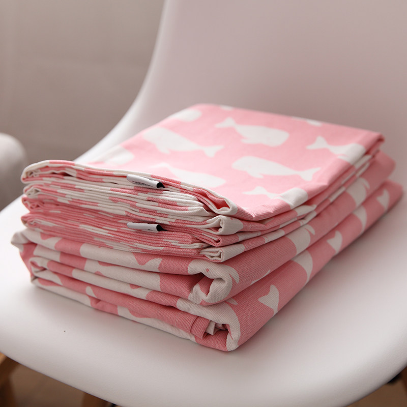 床单afishtang鲸鱼鱼粉纯棉老粗粗布100全棉帆布床单