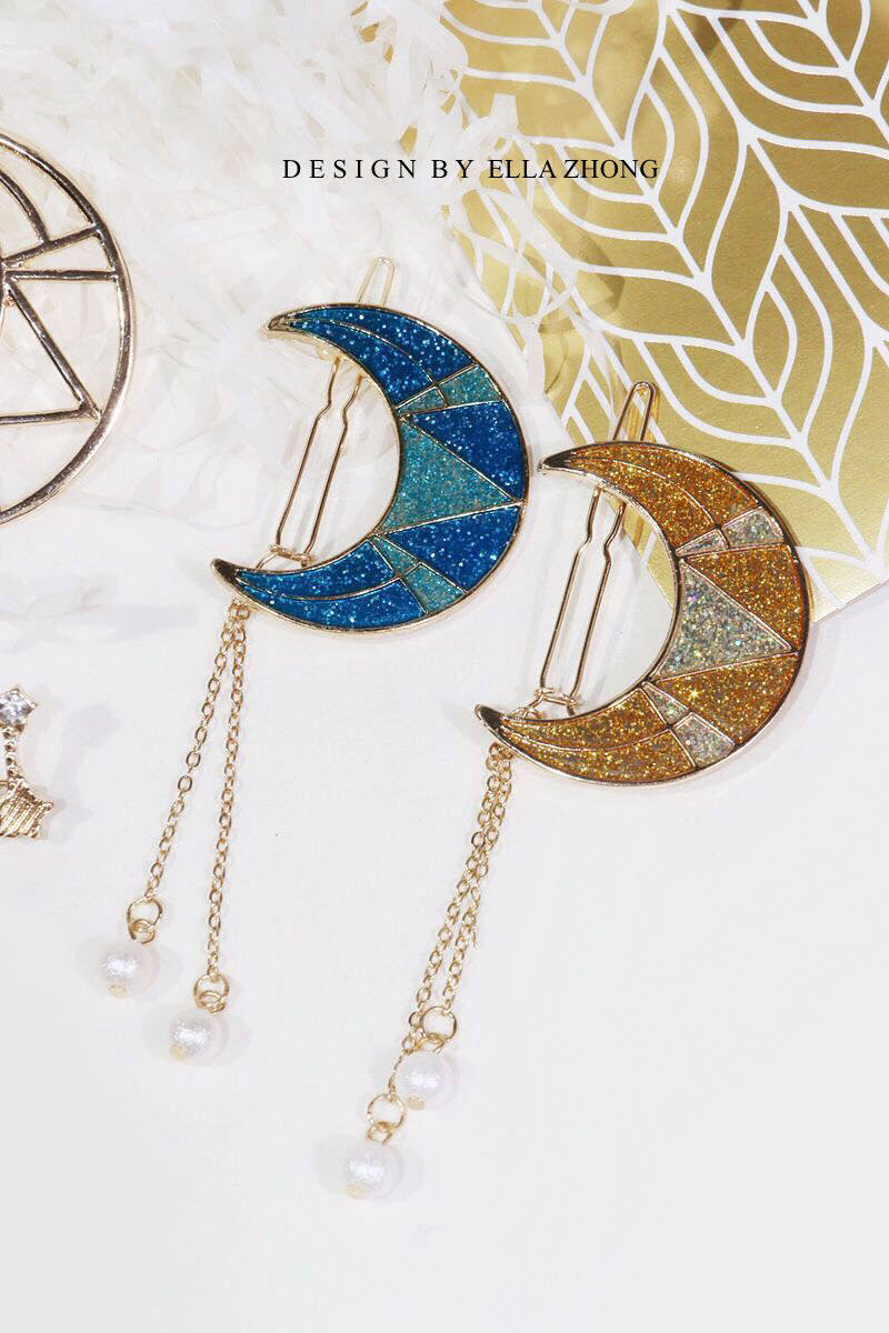 星座发夹边夹星空月亮发卡发饰头饰韩国淑女发饰