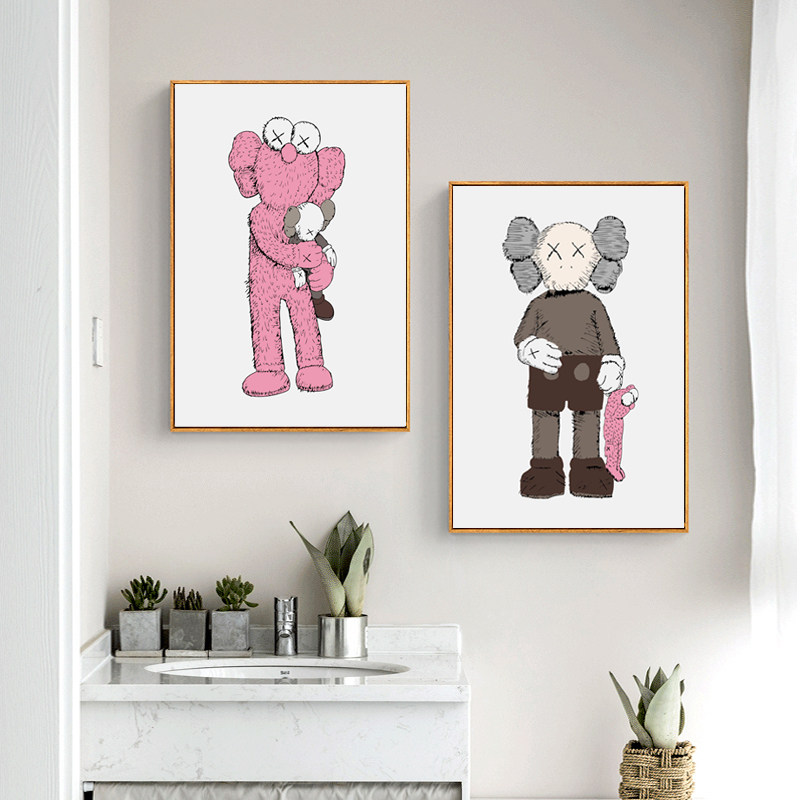 diy数字油画kaws挂画潮牌客厅卧室装饰画落地大幅diy