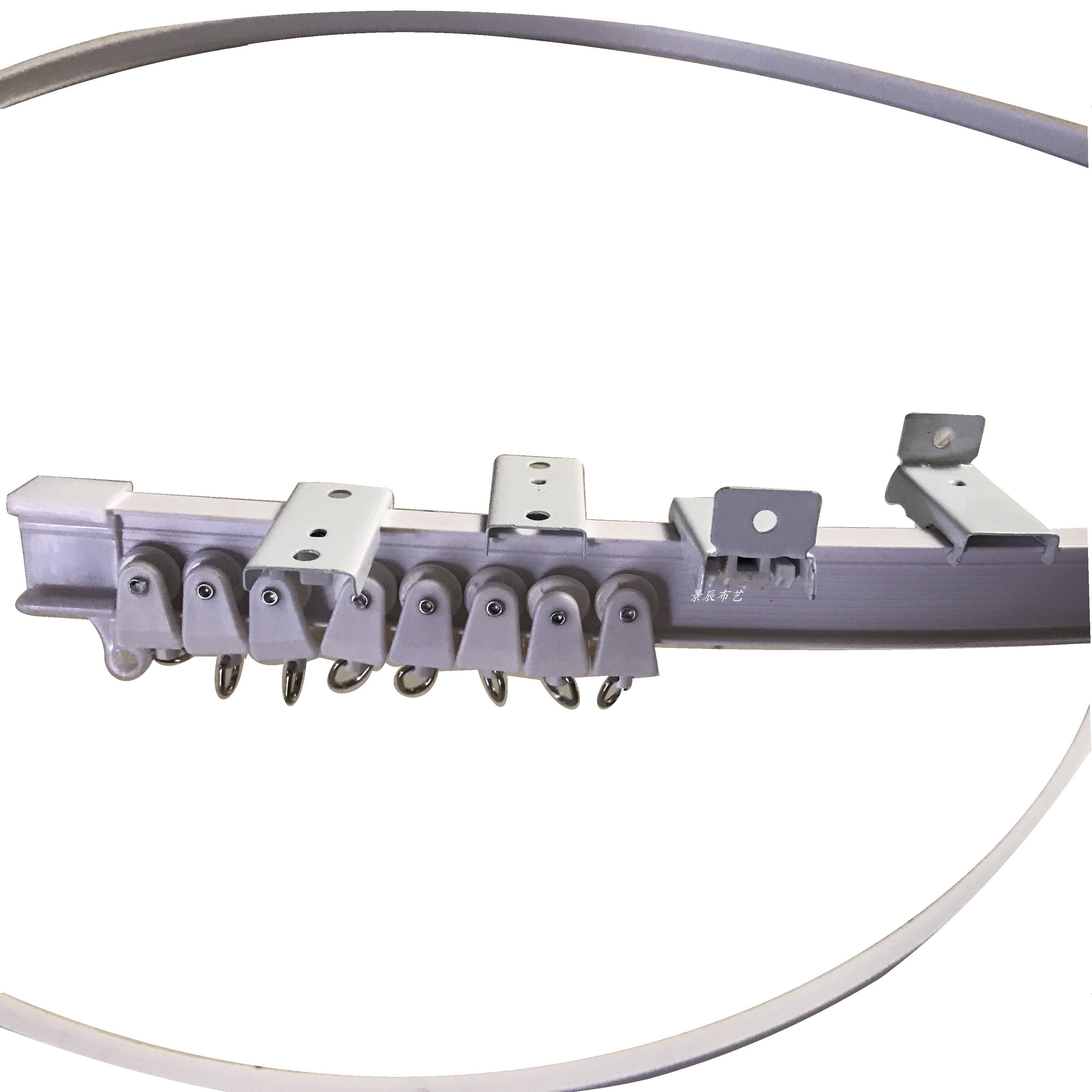 飘窗阳台窗帘轨道 u型弯轨塑料浴室滑轨滑轮滑道顶装侧装弯曲导轨