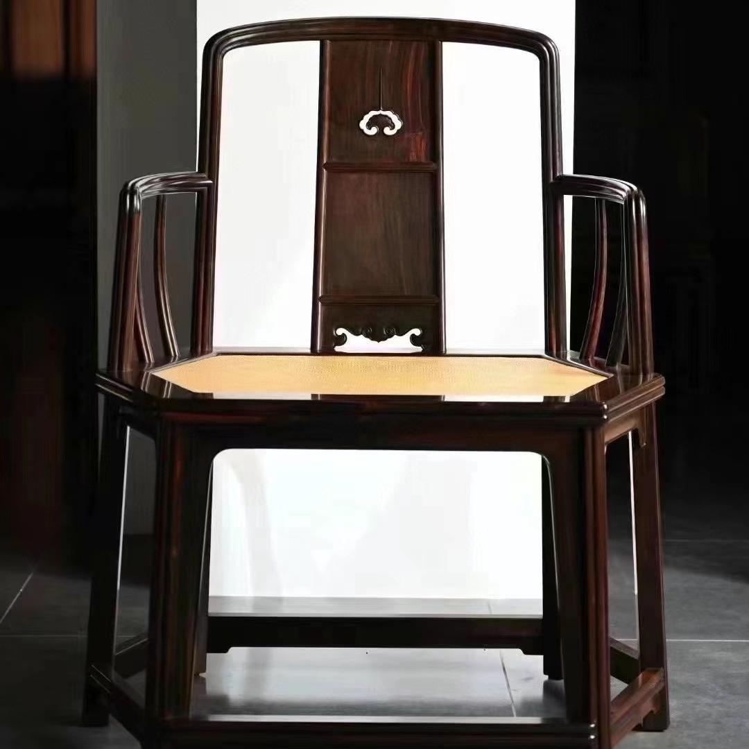 老挝大红酸枝六角缅甸花梨六方玫瑰椅明经典围椅