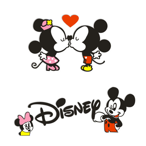 米奇米妮情侣亲嘴车贴划痕遮盖可爱卡通耐高温汽车装饰贴