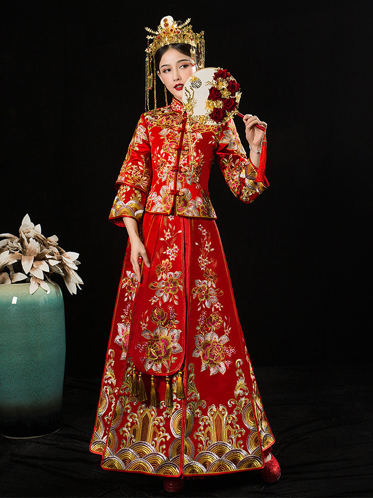 秀禾服新娘2021新款结婚敬酒服嫁衣大码婚纱中式礼服女出阁服冬季