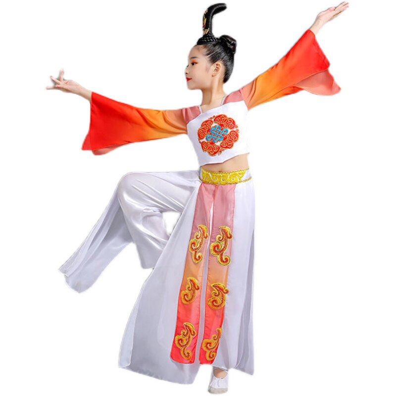 儿童古典演出服霍元甲舞蹈服装女童中国国风扇子儿童演出服