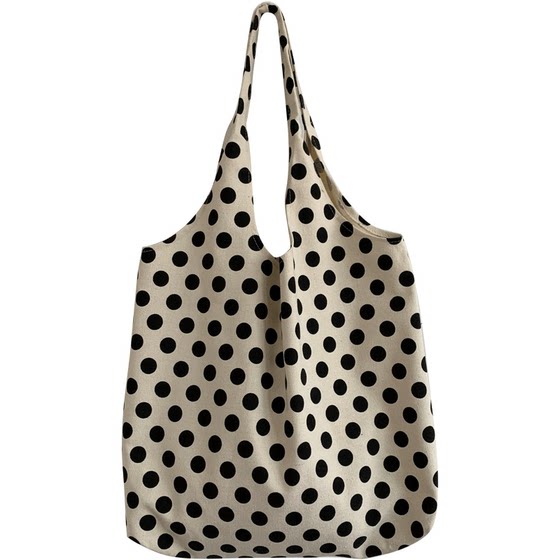 Classic Japanese Style Small Round Dot Lazy Wind Ins Literature And Art Hand Carrying Single Shoulder Bag Environmental Protection Shopping Bag Canvas Bag Schoolbag Female Classic Japanese Style Small Round Dot Lazy Wind Ins Literature And Art Hand Carrying Single Shoulder Bag Environmental Protection Shopping Bag Canvas Bag Schoolbag Female