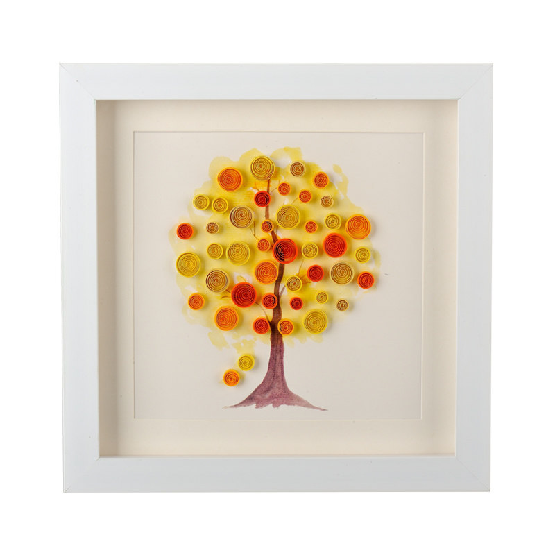 儿童手工diy制作 创意 衍纸画线稿图 相框画 手玲珑纸艺彩色树