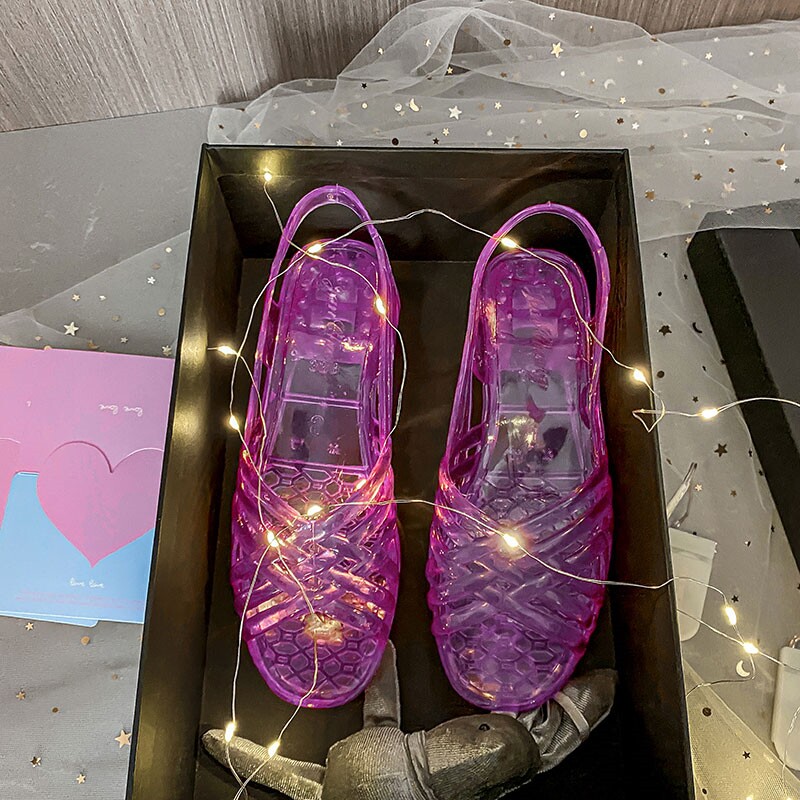 会发光的水晶鞋生日礼物网红闺蜜拖鞋成人凉鞋一字带凉鞋