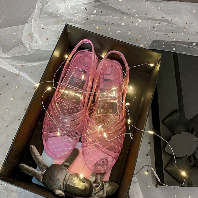 会发光的水晶鞋生日礼物网红闺蜜拖鞋成人凉鞋一字带凉鞋