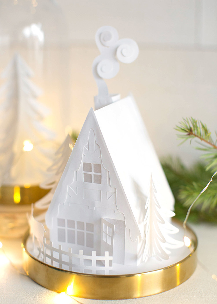 纸雕圣诞小屋姜饼屋蜡烛灯光光影3d立体模型其他类型纸模