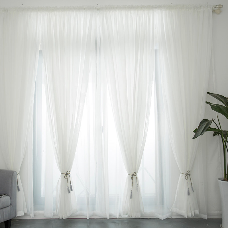 窗帘成品窗纱薄纱田园阳台客厅卧室防晒遮光定制窗帘