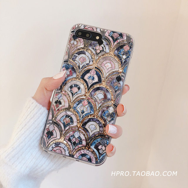 Simple fish scale quicksand liquid 8plus Apple x mobile phone case XS Max/iPhone7p/6 for 11 digital Simple fish scale quicksand liquid 8plus Apple x mobile phone case XS Max/iPhone7p/6 for 11 digital