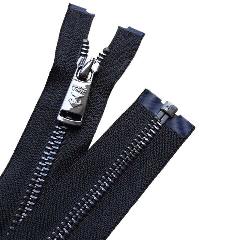 ykk5号开尾亮黑齿铜拉链金属皮衣夹克服装辅料6668拉链