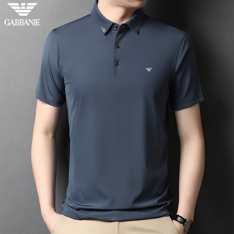 奇阿玛尼亚夏装t恤男短袖休闲打底衫男纯色冰丝t恤翻领男t恤衫潮