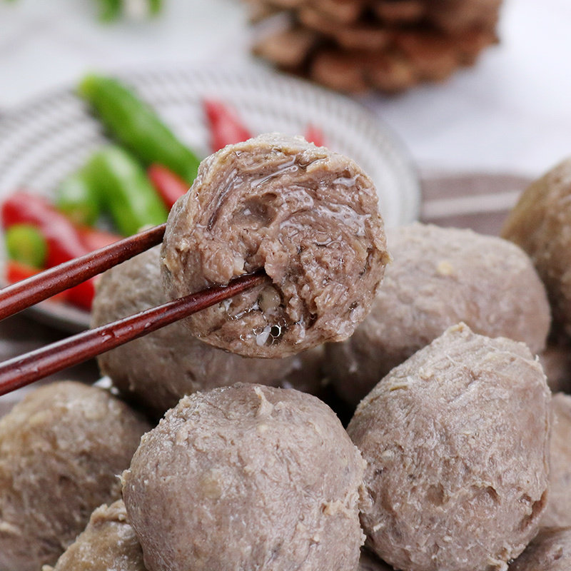 潮汕风味手打牛肉丸500g约30个手工手打牛肉丸子关东