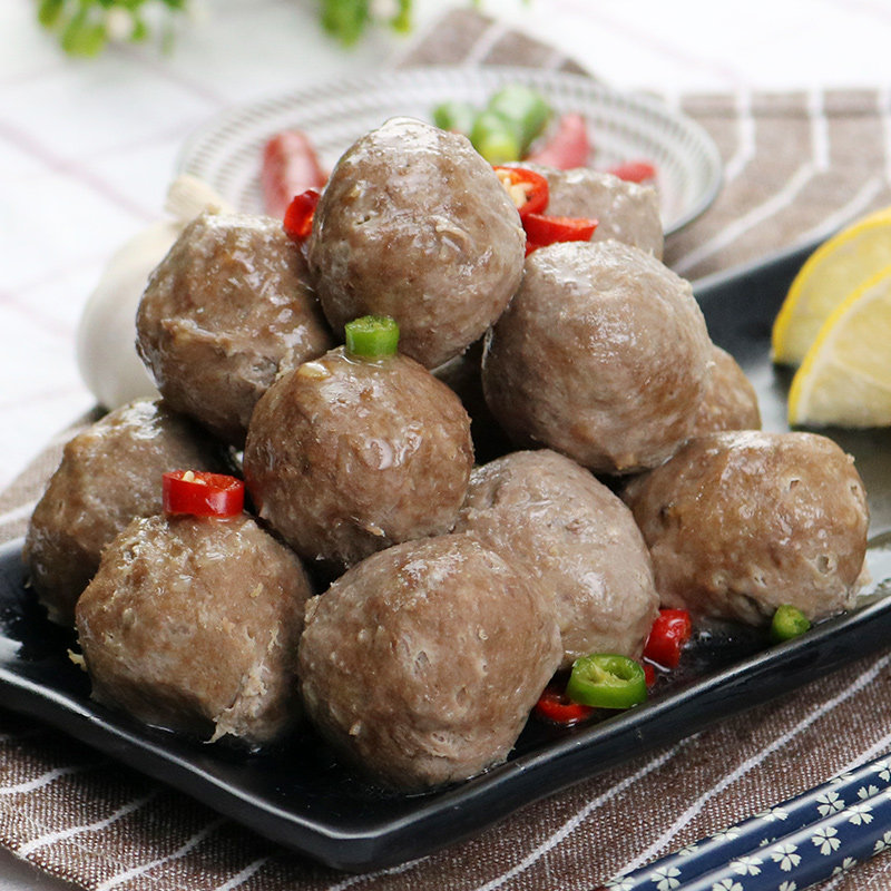 潮汕风味手打牛肉丸500g约30个手工手打牛肉丸子关东煮火锅食材