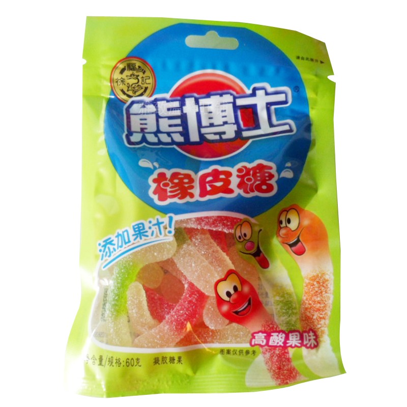 徐福记熊博士水果橡皮糖高酸果味60gx10果汁软糖儿童糖果